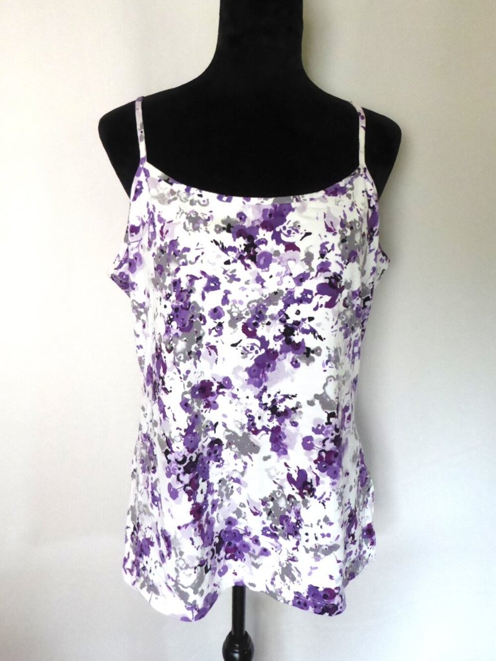 APT. 9 ESSENTIAL BRAND PURPLE FLORAL TANK TOP CAMI SHELF BRA STRETCH XL - Picture 1 of 9